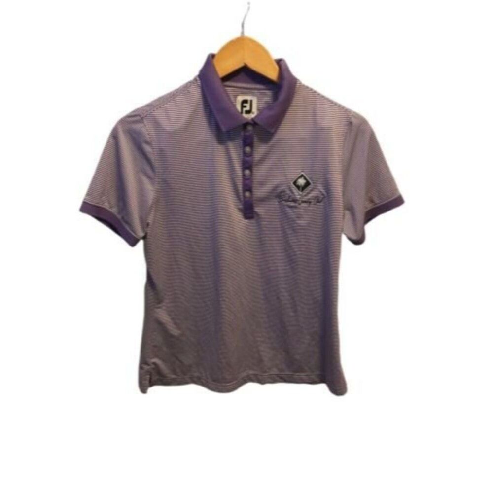 Footjoy FJ Womens Purple Stripe Short Sleeve Polo Logo LC Size Medium